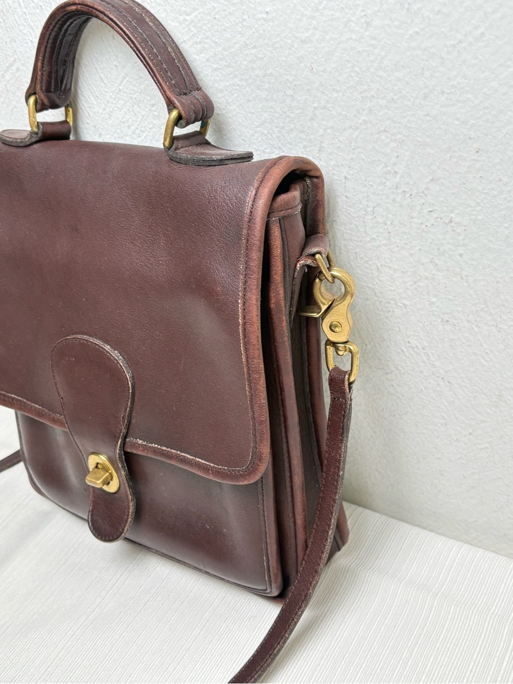 COACH 5130 Vintage 1996 USA Station Bag Mahagony Brown Leather Crossbody Purse - Picture 14 of 16